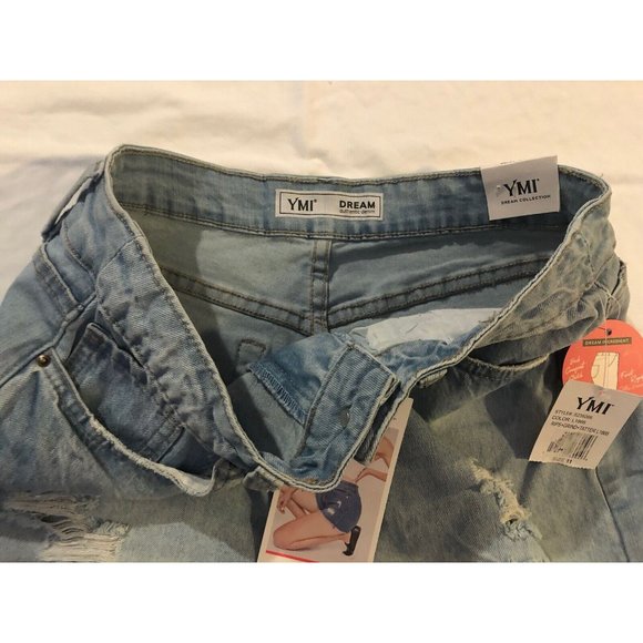YMI Dream authentic Denim jeans Collection Distressed raw hem Shorts size 11/30 - Picture 8 of 9